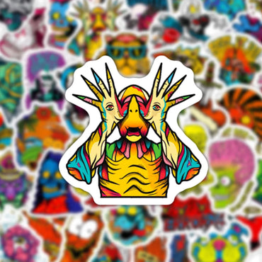 10/50PCS Cool Pop Gothic Witch Horror Skull Stickers Cartoon Decals Stationery Luggage Laptop Motorcycle Graffiti Zombie Sticker (ONLINE ORDER ONLY)