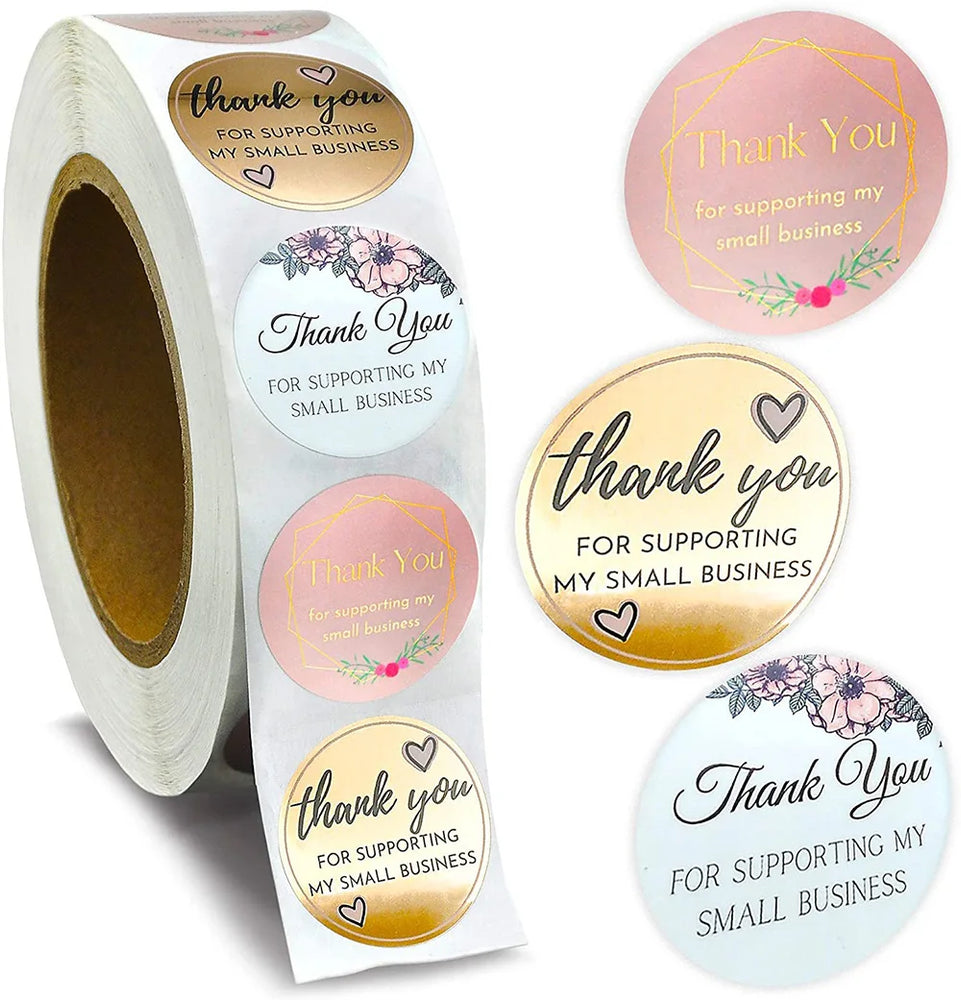 50-500pcs Thank You For Supporting My Small Business Floral Sticker Gift Packaging Seal Label Scrapbooking Stationery Stickers (Online Order Only)