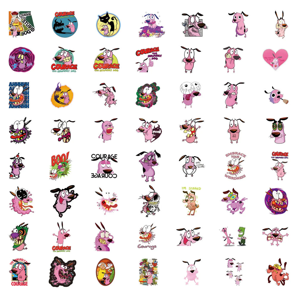 10/30/55PCS Curage The Cowardly Dog Stickers Funny Cartoon Anination Cute Dog Graffiti Sticker Laptop Phone Car Decals Kids Toys (ONLINE ORDER ONLY)