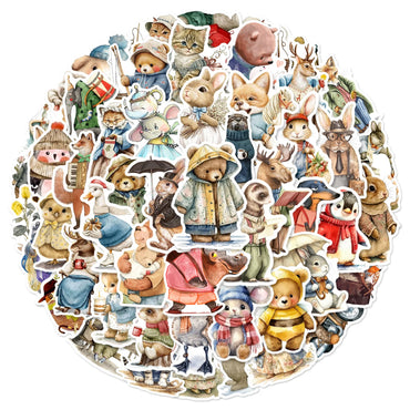 10/50pcs Retro Funny Winter Forest Animals Cartoon Stickers Aesthetic DIY Laptop Fridge Luggage Bike Phone Vintage Sticker Toy (ONLINE ORDER ONLY)