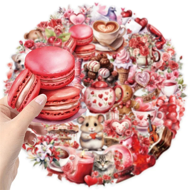 50PCS Kawaii Red Love PET Sticker Aesthetic Decoration Scrapbooking Stationery DIY Hand Accounting Supplies for Kids (ONLINE ORDER ONLY)