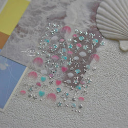 Dizzying Shell Coral Dolphin Starfish Heart Jellyfish Water Bubbles Ocean Adhesive Nail Art Decorations Stickers Manicure Decals (ONLINE ORDER ONLY)