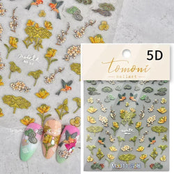 Red Plum Blossom Flower Chinese 3D Self Adhesive Nail Art Decoration Stickers Cheongsam Iris Lily Lotus Vase 5D Manicure Decals (ONLINE ORDER ONLY)