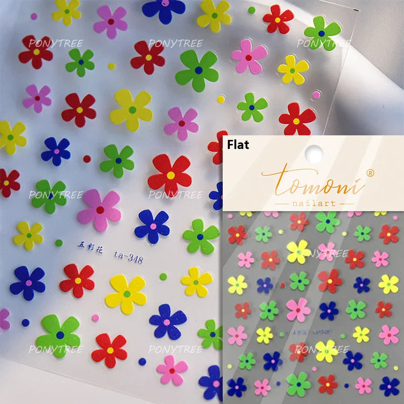 Hot Stamping Laser Silver Pink White Flower Rhinestone Pearl Irregular Petal Adhesive Nail Art Decoration Sticker Manicure Decal (ONLINE ORDER ONLY)