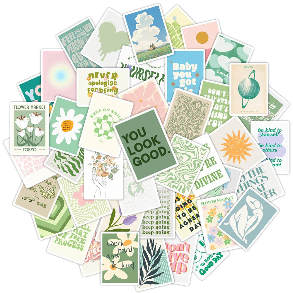 Cartoon Inspirational Quote Stickers - Motivational Decals for Laptop, Scrapbook, Diary, Kids (10/30/50pcs) (Online Order Only)