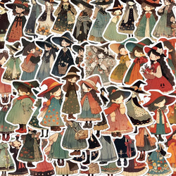 10/50pcs Cute Cartoon Anime Magic Witch Girl Stickers Decal Skateboard Suitcase Bottle Waterproof Cool Decoration Sticker Toy (ONLINE ORDER ONLY)