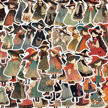 10/50pcs Cute Cartoon Anime Magic Witch Girl Stickers Decal Skateboard Suitcase Bottle Waterproof Cool Decoration Sticker Toy (ONLINE ORDER ONLY)