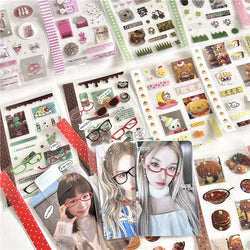 18Pc Set Japanese Y2K Cute Sticker Double Transparent Die cut Sticker Journal Handbook Scrapbooking Decoration Sticker Kids Gift (ONLINE ORDER ONLY)