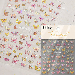 Yellow Butterfly Rose Flower Lace Gradual Wing Charming Romantic Jelly Camellia Self Adhesive Nail Art Stickers Manicure Decals (Online Order Only)
