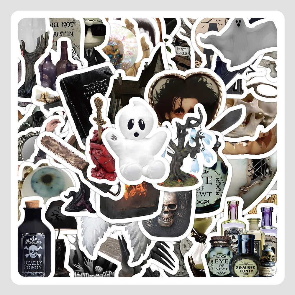 10/30/60PCS Horror Ghost Cartoon Stickers Graffiti Hallowmas Decoration Decals Toys DIY Suitcase Phone Car Laptop Fridge Sticker (ONLINE ORDER ONLY)