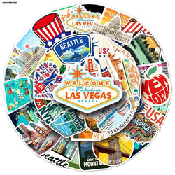Cartoon USA Map Stickers for Laptop Luggage DIY Decals 10/30/50pcs (ONLINE ORDER ONLY)