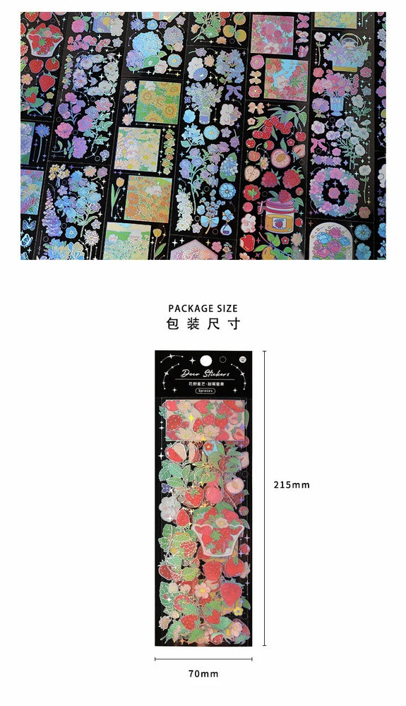 3Pcs/lot Cute Strawberry Flowers Decorative Sticker PET Scrapbooking Sticker Label Diary Album Stationery Aesthetic Art Supplies (ONLINE ORDER ONLY)