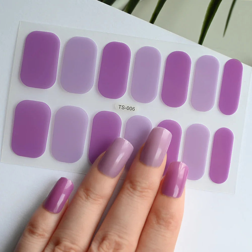 14Tips Solid Color Stickers Nail Art Supplies European & American Simple Decals Oil Film Decals Press on Nails Stickers Designer (ONLINE ORDER ONLY)