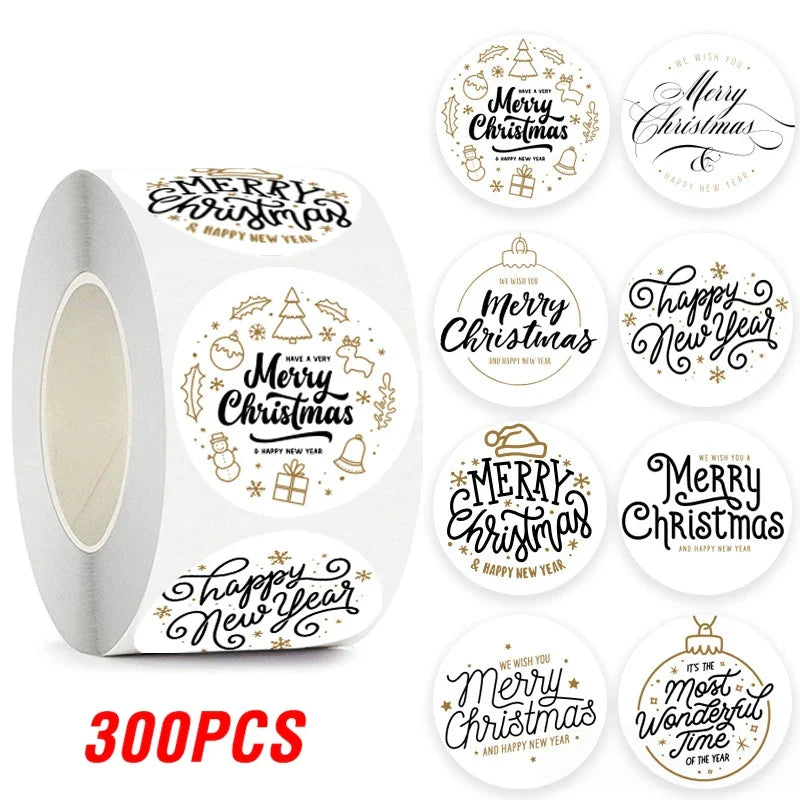 100-500pcs Christmas Theme Seal Labels Stickers For DIY Gift Baking Package Envelope Stationery Decoration 1inch (Online Order Only)