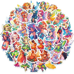 10/30/50PCS Cartoon Flower Fairy PVC Sticker Aesthetic DIY Korean Stationery Decoration Scrapbooking School Supplies for Kids (ONLINE ORDER ONLY)