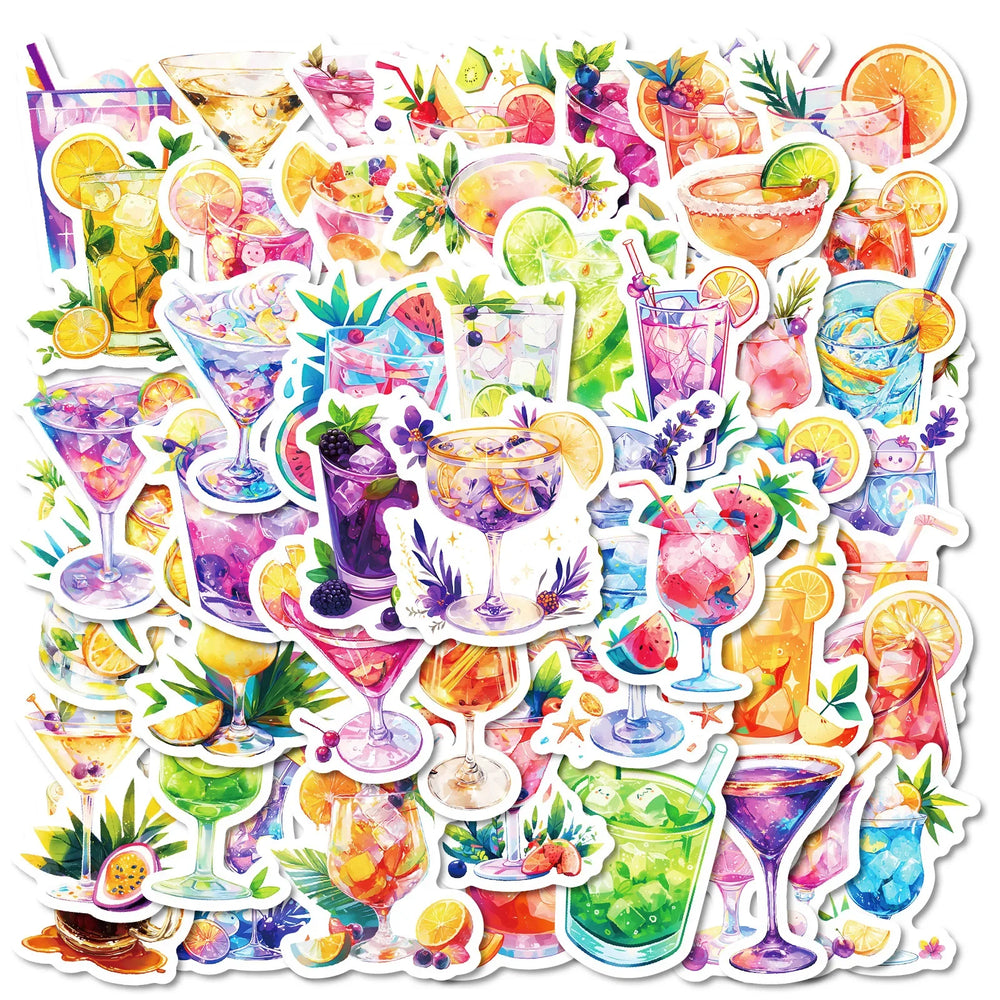 50pcs Cartoon Cocktail Stickers for Helmet, Wall, DIY Decoration (Online Order Only)