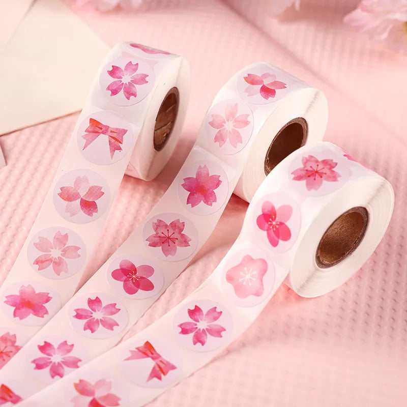 Cherry Blossom Stickers 1-Inch, 100-500 Pcs, Scrapbooking & Party Decorations, Sakura Gift Labels (Online Order Only)