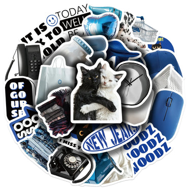 30Pcs Blue Time Cartoon Aesthetic Stickers Cute Decal For Computer Laptop Phone Luggage Graffiti Sticker Toy (ONLINE ORDER ONLY)