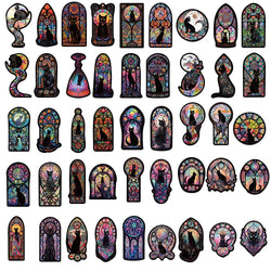 10/30/50PCS Cartoon Gothic Cat Stickers Cool Dark Wind Graffiti Decals PVC Waterproof DIY Motorcycle Phone Fridge Car Sticker (ONLINE ORDER ONLY)