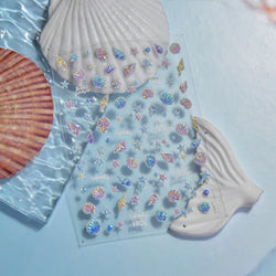 Shiny Colourful Marine Shell Starfish Ocean Elements Star Water Bubbles Star Conch Underwater Nail Art Stickers Manicure Decals (ONLINE ORDER ONLY)