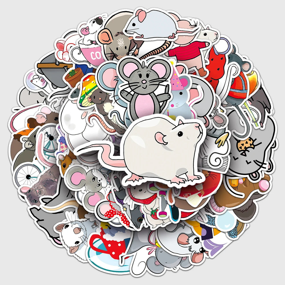 50Pcs Rat Cartoon Waterproof Vinyl Stickers for Skateboard Snowboard Decal (ONLINE ORDER ONLY)