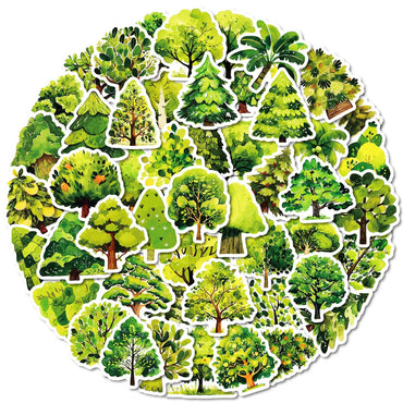 10/50pcs Outdoor Green Forest Trees Stickers DIY Luggage Notebook Motorcycle Laptop Decals Stationery Kids Toy Gift Sticker (ONLINE ORDER ONLY)