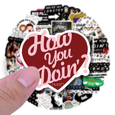 10/30/50PCS Friends TV Show Stickers Vintage Cartoon Decals Toys DIY Scrapbooking Phone Laptop Guitar Bike Stickers Kids Gifts (ONLINE ORDER ONLY)
