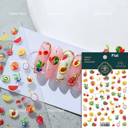 Strawberry Retro Lace Border  Flower Lovely Fruit Pearl Pendant Leaves Self Adhesive Nail Art Stickers Manicure Decal Wholesale (Online Order Only)