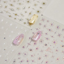 Gold Silver Star Laser Pink Colorful Glitter Starlight Sparkle Rhinestones Relief Nail Art Decorations Stickers Manicure Decals (ONLINE ORDER ONLY)