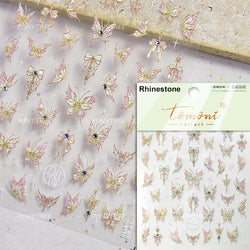 Charming Butterfly Candle Holder Candlestick Chic Rose Flower Romantic Self Adhesive Nail Art Stickers Rhinestone Manicure Decal (ONLINE ORDER ONLY)