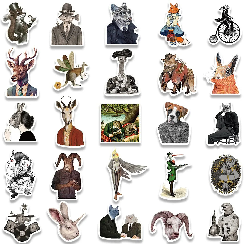 10/30/50PCS Dark Art Animal Retro Fancy Person Sticker Packs (Online Order Only)