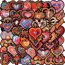 50pcs Retro Fancy Flower Skull Heart Stickers For Luggage Laptop Phone Water Bottle Vinyl Cartoon Waterproof Graffiti Decals (ONLINE ORDER ONLY)