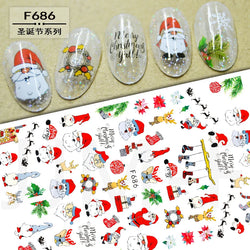 3D Gold Glitter Snowflake Nail Sticker Winter Reflective Elk Star Balloon Christmas Tree Foil Xmas New Year Decal Tips Decoratio (ONLINE ORDER ONLY)