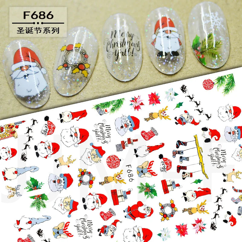 1PCS Laser Gold Snowflake Christmas Tree Nail Sticker 3D Adhesive Nail Decals Nail Art Accessories New Christmas Decoration 2024 (ONLINE ORDER ONLY)