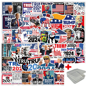 53 Trump Graffiti Stickers for Helmet, Wall, DIY Decoration with Storage Box (Online Order Only)
