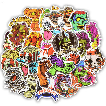 10/30/50pcs Vintage Cartoon Terror Series Skeleton Sticker Packs (ONLINE ORDER ONLY)