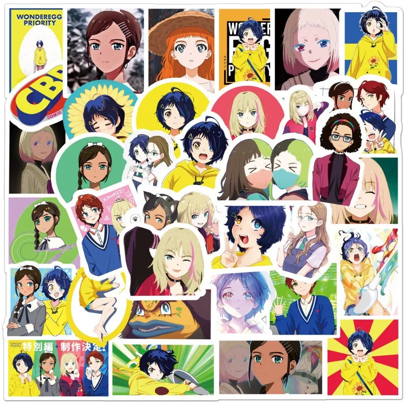 50pcs WONDER EGG PRIORITY Anime Stickers for Laptop, Phone, Water Bottle, Scooter, Suitcase, Fridge (Online Order Only)
