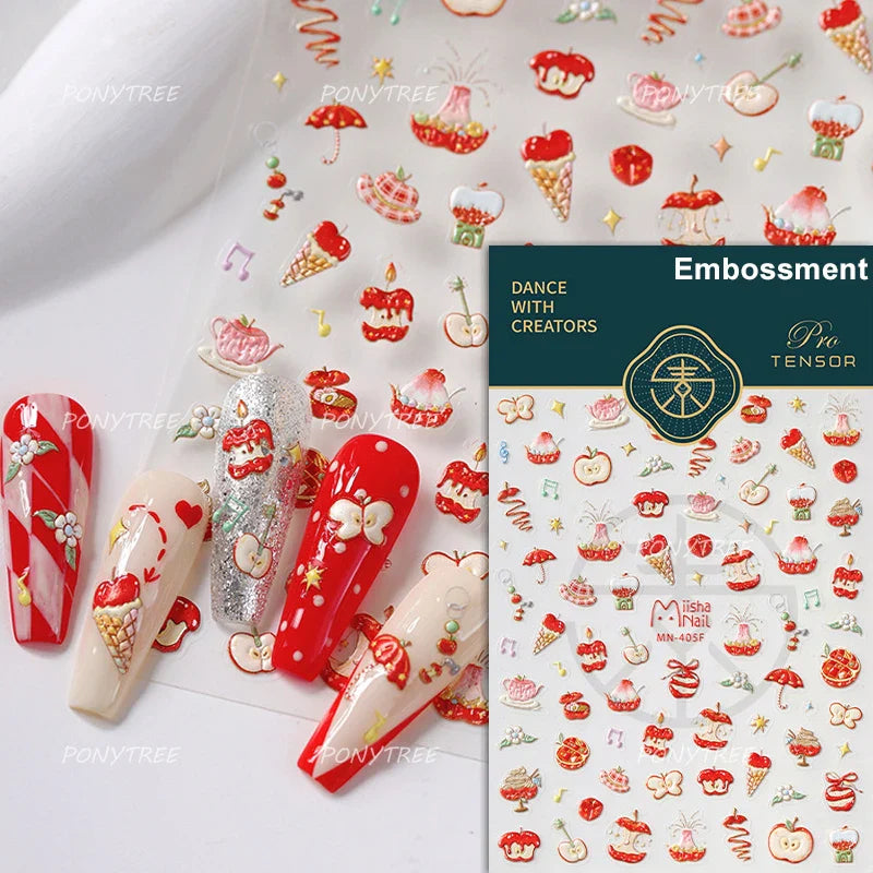 Cute Food Dog Baking Cookies Bread Rabbit Cheese Pudding Croissant Doughnut Adhesive Nail Art Decoration Sticker Manicure Decals (ONLINE ORDER ONLY)