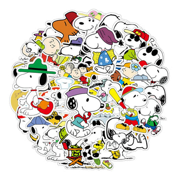 10/30/50PCS Cute Snoopy Stickers Comics Graffiti Sticker Cartoon Kids Toys Fridge Luggage Laptop Phone Guitar Skatboard Decals (ONLINE ORDER ONLY)