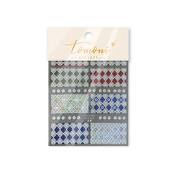 Geometric Grid Square Butterfly Snow Star Metal Self Adhesive Nail Art Sticker Snowflake Rhinestone Manicure Decal Nail Supplies (ONLINE ORDER ONLY)