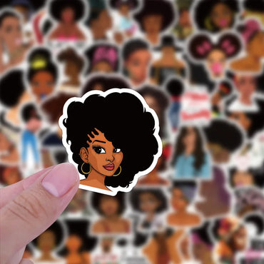 10/60Pcs Fashion Inspirational Black Girl Hot Melanin Poppin Sticker For DIY Luggage Laptop Skateboard Phone Decal Stickers (ONLINE ORDER ONLY)