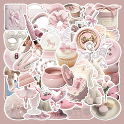 10/30/50PCS Ins Style Ballet Pink Girls Stickers Decoration DIY Scrapbook Phone Fridge Suitcase Skateboard Car Wall Decals Toys (ONLINE ORDER ONLY)