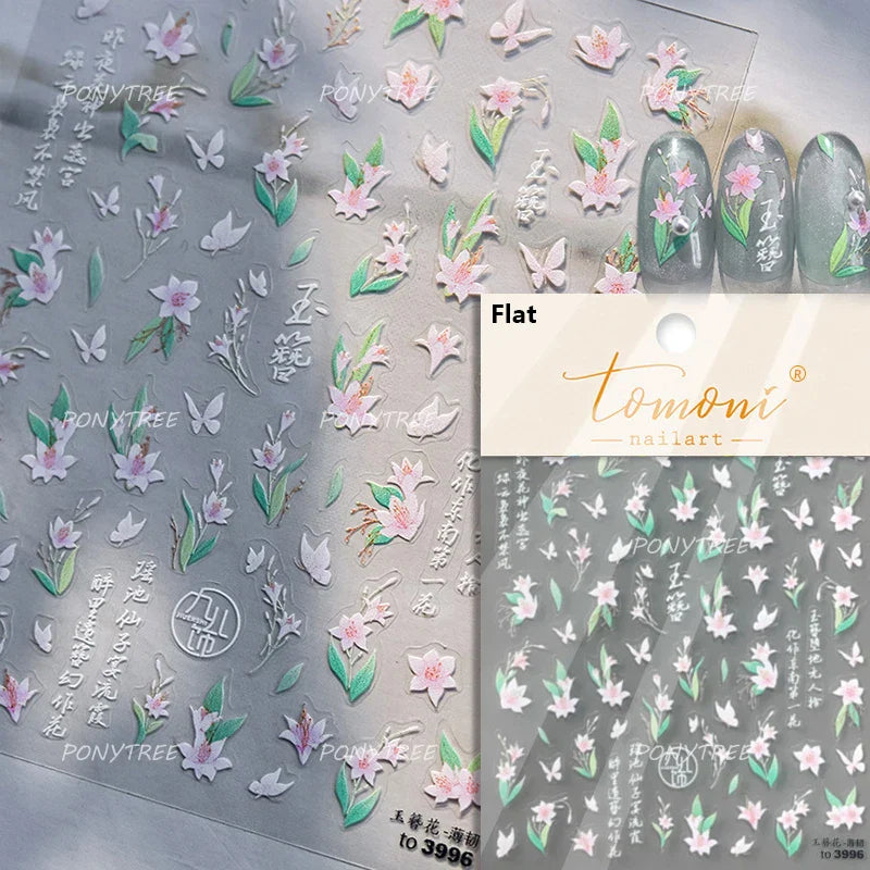 Antique Flowers Bird Swallow Fruit Narcissus Orchid Oranges Peaches Grape Cherry Strawberries Nail Art Stickers Manicure Decals (ONLINE ORDER ONLY)