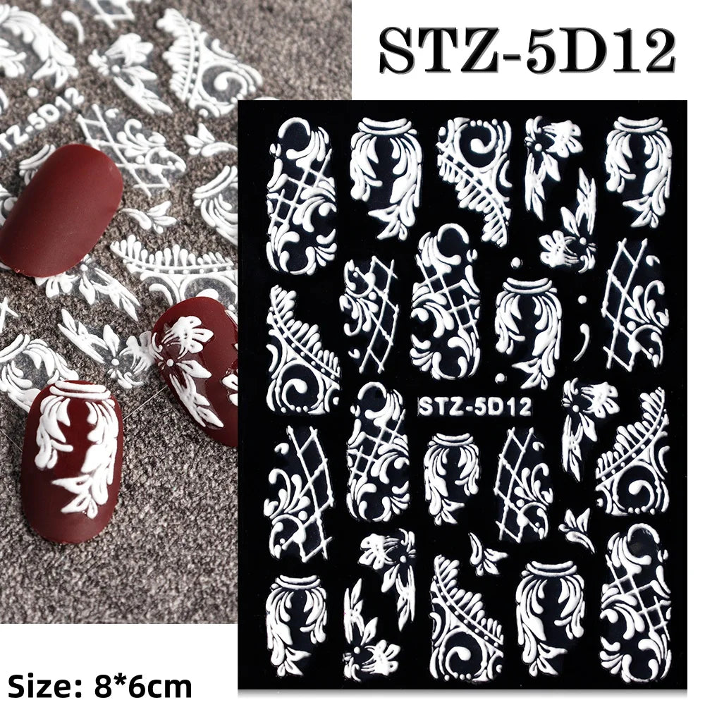 Cute Deer Christmas Nail Stickers 5D Embossed Elk Star Gingerbread Man Snowflake Santa Claus Holly DIY Winter Engraved Manicure* (ONLINE ORDER ONLY)