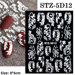 Cute Deer Christmas Nail Stickers 5D Embossed Elk Star Gingerbread Man Snowflake Santa Claus Holly DIY Winter Engraved Manicure* (ONLINE ORDER ONLY)