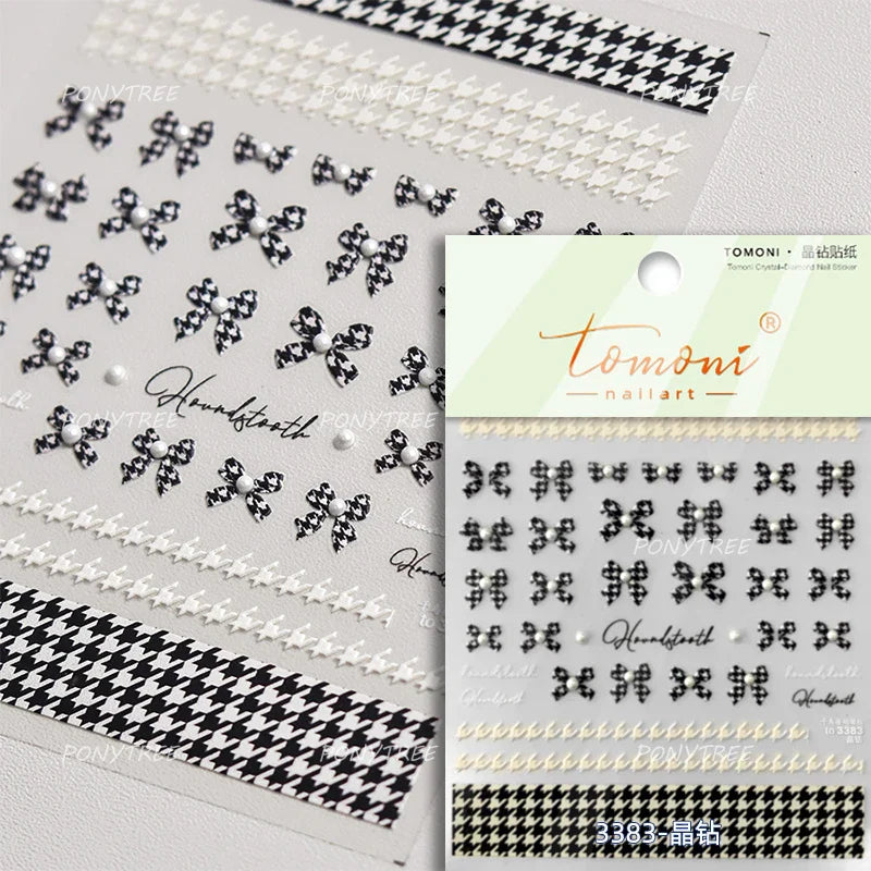 Purple Gold Silver Bowknot Cherry Fruit Cute Ribbon Tie Line Delicate 3D Adhesive Nail Art Stickers Manicure Decals Wholesale (Online Order Only)