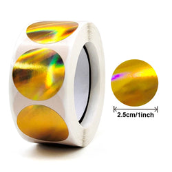 500pcs/roll Gold Holographic Glitter Sealing Label Round Laser Sticker Party Handmade Envelope Business Label Stationary Sticker (ONLINE ORDER ONLY)
