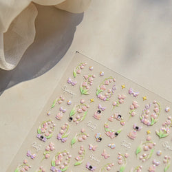 Lily of The Valley Star Spring Flower Bowknot Butterfly Water Bubbles Self Adhesive Nail Art Stickers Rhinestone Manicure Decals (ONLINE ORDER ONLY)