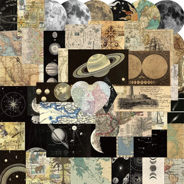 10/30/50PCS Vintage Planet Map PVC Sticker Aesthetic Chidlren's Korean Stationery DIY Decoration Scrapbooking School Supplies (ONLINE ORDER ONLY)