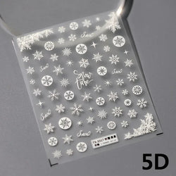 Winter Dreamy Hot Stamping Romantic White Pink Snowflakes Hexagon 3D Self Adhesive Nail Art Stickers Christmas Manicure Decals (ONLINE ORDER ONLY)